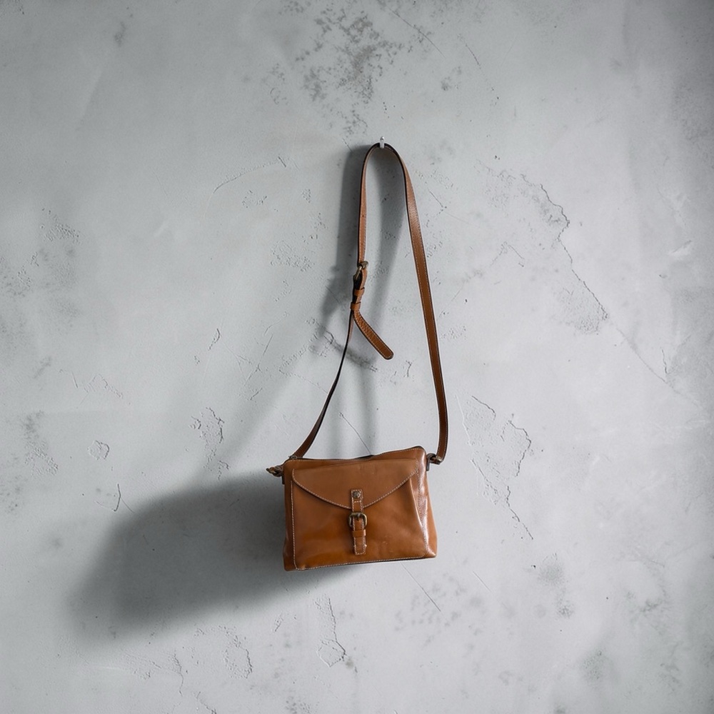 Patricia Nash Avellino Crossbody Organizer Heritage Brown Tan Leather Bag Purse